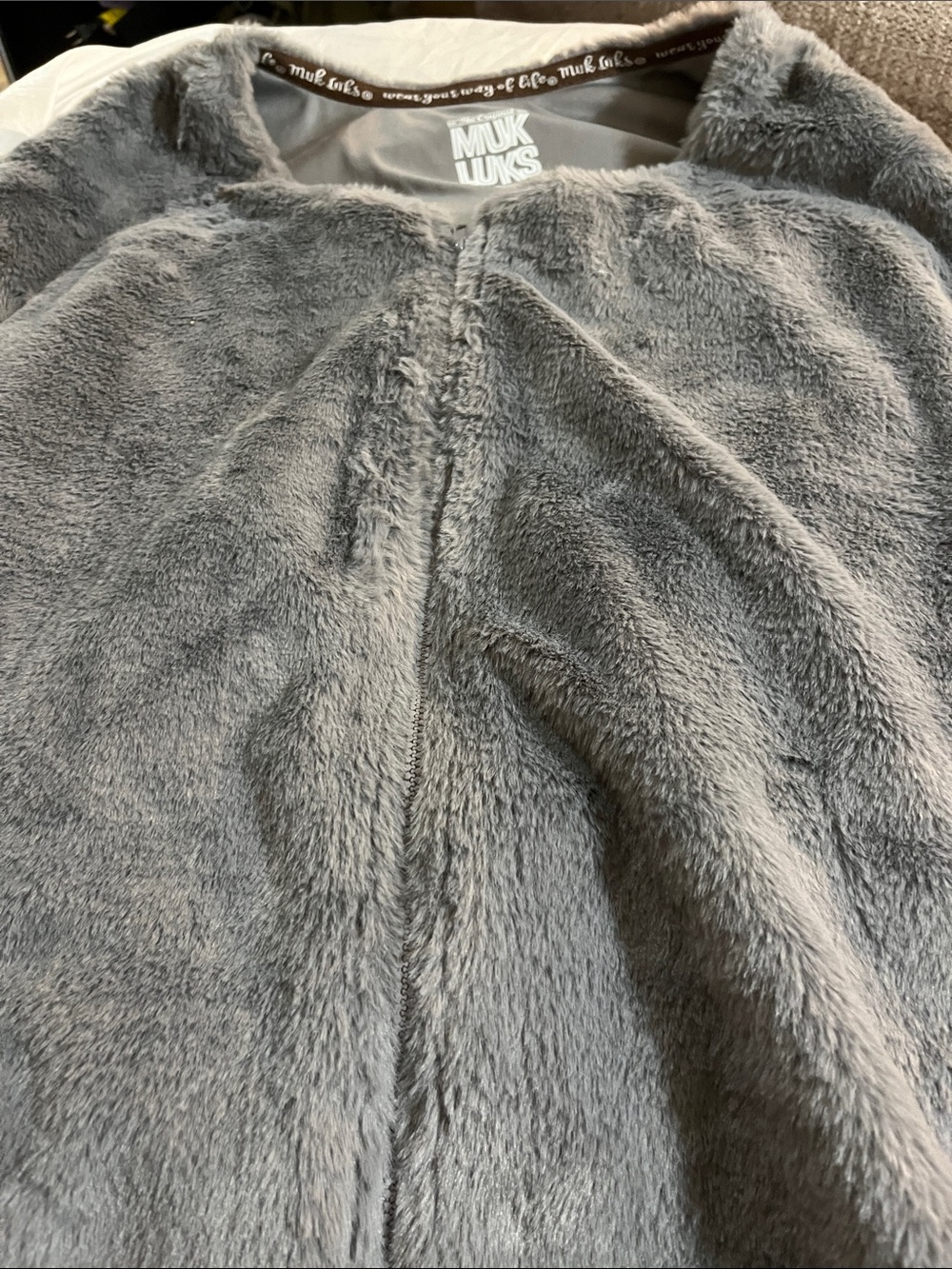 Muk Luks Plush Fleece Vest in Gray